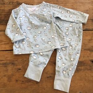 Hanna Andersson 60 Blue Sheep Wiggle Set
